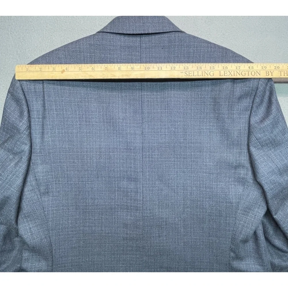 Ralph Lauren Silk Blazer Jacket 46R Wool Blue Plaid Single Breasted Vented EUC - Picture 13 of 14